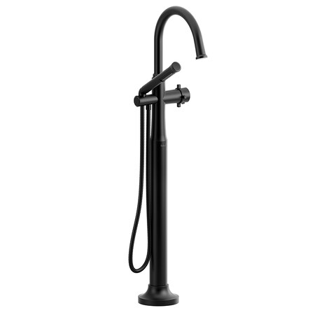 Riobel Momenti Single Hole Floor Mount Tub Filler Trim With C-Spout TMMRD39+BK